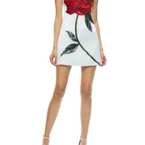 Alice + Olivia White Dress with Red Floral Design